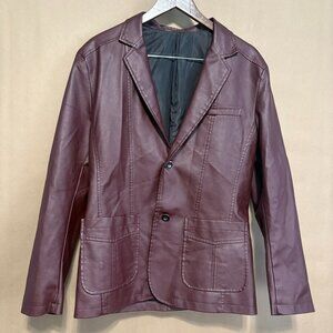 Unbranded Dark Wine Faux Leather Jacket, Size Large
